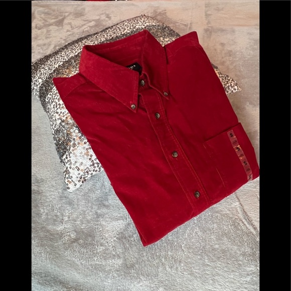 Sonoma Red Corduroy Button-Down Shirt Size Small - Picture 3 of 8